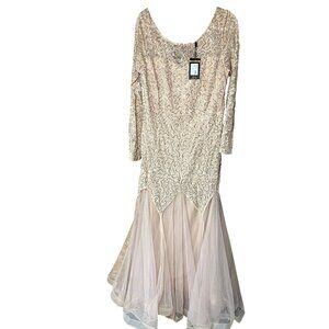 NWT Lace & Tulle Blush Pink Sequin Mermaid Gown XXL By Miusol Mother of Bride